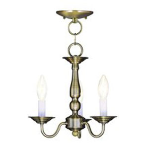 Livex Lighting 5009-02 Williamsburg Convertible Chain Hang/Ceiling Mount in Polished Brass 